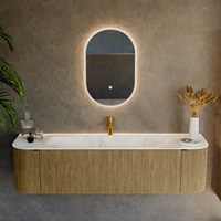 KURVE-DLUX 170cm meubles de salle de bains courbe Gauche + Droite couleur Dusk avec 1 tiroir et 2 portes. Lavabo BIG LARGE Centrée 1 trou pour robinetter, couleur Frappe.-2