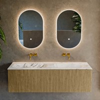 KURVE-DLUX 140cm badmeubel kleur Dusk met 2 lades en 0 deuren. Wastafel STOR SMALL Dubbel zonder kraangat Glace.-2