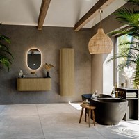 KURVE-DLUX 110cm mobili da bagno curva Sinistra + Destra colore Dusk con 1 cassetto e 2 porte. Lavabo CLOUD Centro senza foro per il rubinetto, colore Lava.-3