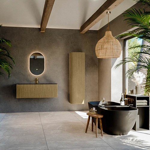 KURVE-DLUX 120cm meubles de salle de bains couleur Dusk avec 1 tiroir et 0 portes. Lavabo BIG LARGE Centrée 1 trou pour robinetter, couleur Lava.-3