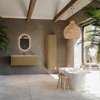 KURVE-DLUX 120cm mobili da bagno colore Dusk con 1 cassetto e 0 porte. Lavabo BIG LARGE Centro 1 foro per rubinetto, colore Opalo.-3