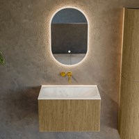 KURVE-DLUX 70cm badmöbel farbe Dusk mit 1 schublade und keine tür. Einbauwaschbecken BIG SMALL Mittig kein hahnloch Opalo.-2