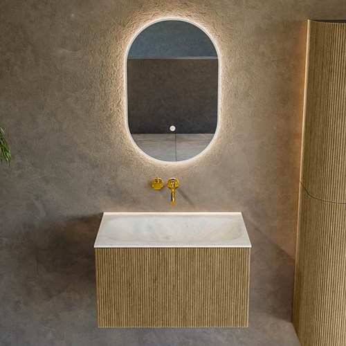KURVE-DLUX 70cm badmeubel kleur Dusk met 1 lade en 0 deuren. Wastafel BIG SMALL Midden zonder kraangat Opalo.-2