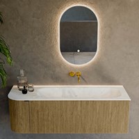 KURVE-DLUX 135cm meubles de salle de bains courbe Gauche couleur Dusk avec 1 tiroir et 1 porte. Lavabo BIG MEDIUM Droite sans trou pour robinet, couleur Opalo.-2