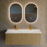 KURVE-DLUX 120cm bathroom vanity set color Dusk with 1 drawer and 0 doors. Vanity top BIG LARGE Center 2 tab holes, color Opalo.-2