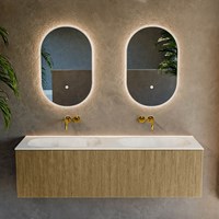 KURVE-DLUX 150cm badmöbel farbe Dusk mit 2 schubladen und keine tür. Einbauwaschbecken STOR SMALL Doppelt kein hahnloch Opalo.-2