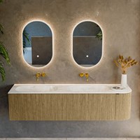 KURVE-DLUX 175cm badmöbel kurve Rechts farbe Dusk mit 2 schubladen und 1 tür. Einbauwaschbecken STOR SMALL Doppelt / Links kein hahnloch Ostra.-2