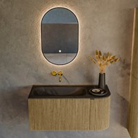 KURVE 95cm mobili da bagno curva Destra colore Dusk con 1 cassetto e 1 porta. Lavabo BIG SMALL Sinistra senza foro per il rubinetto, colore Urban.-2
