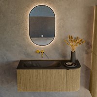 KURVE 105cm bathroom vanity set curve Right color Dusk with 1 drawer and 1 door. Vanity top BIG SMALL Left without tab hole, color Urban.-2
