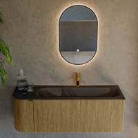 KURVE 125cm mobili da bagno curva Sinistra colore Dusk con 1 cassetto e 1 porta. Lavabo BIG MEDIUM Destra 1 foro per rubinetto, colore Urban.-2