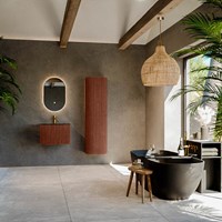 KURVE-DLUX 60cm meubles de salle de bains couleur Ruby avec 1 tiroir et 0 portes. Lavabo CLOUD Centrée 1 trou pour robinetter, couleur Lava.-3