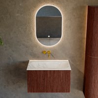 KURVE-DLUX 70cm meubles de salle de bains couleur Ruby avec 1 tiroir et 0 portes. Lavabo BIG SMALL Centrée sans trou pour robinet, couleur Ostra.-2