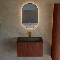 KURVE 70cm bathroom vanity set color Ruby with 1 drawer and 0 doors. Vanity top BIG SMALL Center 1 tab hole, color Urban.-2