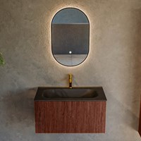 KURVE 80cm bathroom vanity set color Ruby with 1 drawer and 0 doors. Vanity top BIG SMALL Center 1 tab hole, color Urban.-2