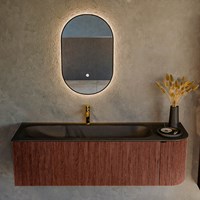 KURVE 145cm mobili da bagno curva Destra colore Ruby con 1 cassetto e 1 porta. Lavabo BIG LARGE Sinistra 1 foro per rubinetto, colore Urban.-2