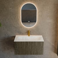 KURVE-DLUX 80cm badmöbel farbe Shadow mit 1 schublade und keine tür. Einbauwaschbecken BIG SMALL Mittig 1 hahnloch Opalo.-2