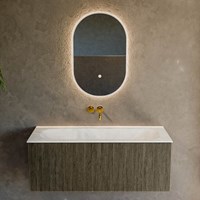 KURVE-DLUX 110cm meubles de salle de bains couleur Shadow avec 1 tiroir et 0 portes. Lavabo BIG MEDIUM Centrée sans trou pour robinet, couleur Opalo.-2