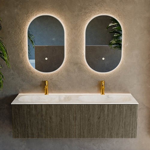 KURVE-DLUX 140cm badmeubel kleur Shadow met 2 lades en 0 deuren. Wastafel STOR SMALL Dubbel 2 kraangaten Ostra.-2