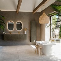 KURVE-DLUX 180cm mueble de baño curva Izquierda + Derecha color Shadow con 2 cajones y 2 puertas. Lavabo LEAF Doble 2 orificios Sombra.-3