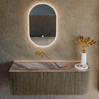 KURVE-DLUX 125cm mueble de baño curva Derecha color Shadow con 1 cajón y 1 puerta. Lavabo BIG MEDIUM Izquierda sin orificio Sombra.-2