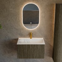KURVE 70cm mobili da bagno colore Shadow con 1 cassetto e 0 porte. Lavabo BIG SMALL Centro 1 foro per rubinetto, colore Talc.-2