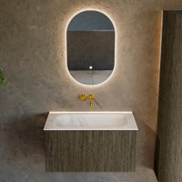 KURVE 80cm badmeubel kleur Shadow met 1 lade en 0 deuren. Wastafel BIG SMALL Midden zonder kraangat Talc.-2