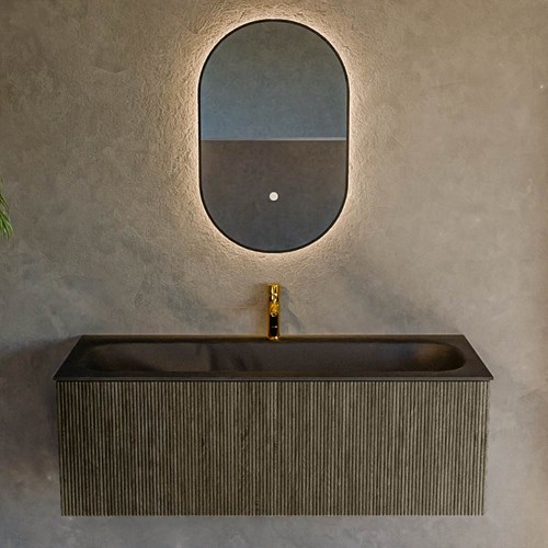 KURVE 120cm badmöbel farbe Shadow mit 1 schublade und keine tür. Einbauwaschbecken BIG LARGE Mittig 1 hahnloch Urban.-2
