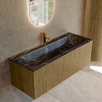 KURVE-DLUX 120cm meubles de salle de bains couleur Dusk avec 1 tiroir et 0 portes. Lavabo BIG LARGE Centrée 1 trou pour robinetter, couleur Lava.