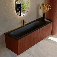 KURVE 145cm mobili da bagno curva Destra colore Ruby con 1 cassetto e 1 porta. Lavabo BIG LARGE Sinistra 1 foro per rubinetto, colore Urban.