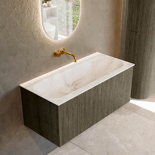 KURVE-DLUX 100cm badmeubel kleur Shadow met 1 lade en 0 deuren. Wastafel BIG MEDIUM Midden zonder kraangat Frappe.