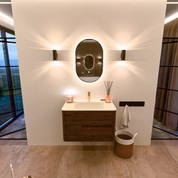 CIRO 80cm bathroom vanity set color Dusk with 2 drawers. Vanity top CLOUD Center 1 tab hole, color Talc.