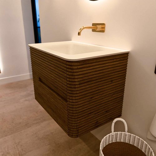 CIRO 70cm mueble de baño color Dusk con 2 cajones. Lavabo CLOUD Centro sin orificio Talc.-2