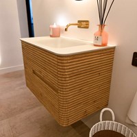 CIRO 80cm mobili da bagno colore Oak con 2 cassetti. Lavabo CLOUD Centro senza foro per il rubinetto, colore Talc.-2