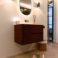 CIRO 80cm mobili da bagno colore Ruby con 2 cassetti. Lavabo CLOUD Centro senza foro per il rubinetto, colore Talc.-3
