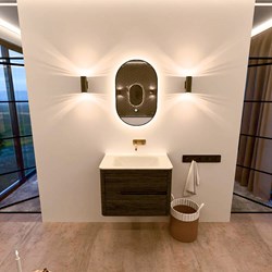 CIRO 70cm bathroom vanity set color Shadow with 2 drawers. Vanity top CLOUD Center without tab hole, color Talc.