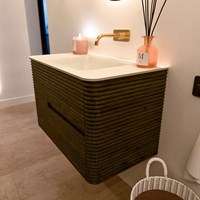 CIRO 80cm bathroom vanity set color Shadow with 2 drawers. Vanity top CLOUD Center without tab hole, color Talc.-2