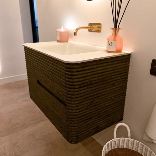 CIRO 80cm mueble de baño color Shadow con 2 cajones. Lavabo CLOUD Centro sin orificio Talc.-2