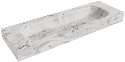 BIG LARGE Glace vrijhangende wastafel 141cm. Positie wasbak Midden rand 12cm. 