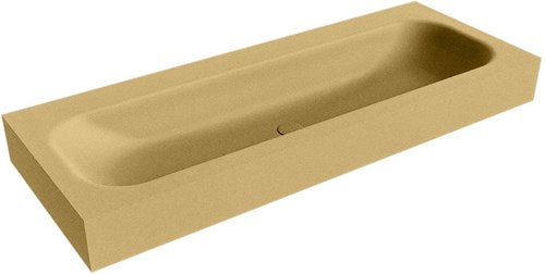 BIG LARGE Oro Lavabo suspendido de solid surface 121cm. Posición del fregadero Centro borde de 12cm de alto.