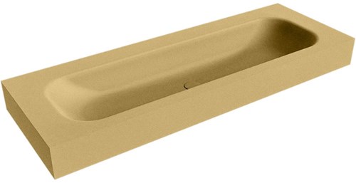 BIG LARGE Oro Lavabo suspendido de solid surface 131cm. Posición del fregadero Centro borde de 12cm de alto.