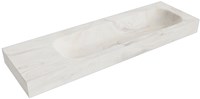 BIG LARGE Ostra freihängend Waschtisch aus solid surface (mineralwerkstoff) 151cm. Waschbeckenposition Rechts rand 12cm hoch.