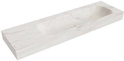 BIG LARGE Ostra freihängend Waschtisch aus solid surface (mineralwerkstoff) 161cm. Waschbeckenposition Rechts rand 12cm hoch.