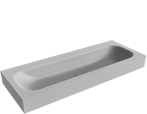 BIG LARGE Plata Lavabo suspendido de solid surface 120cm. Posición del fregadero Centro borde de 12cm de alto.