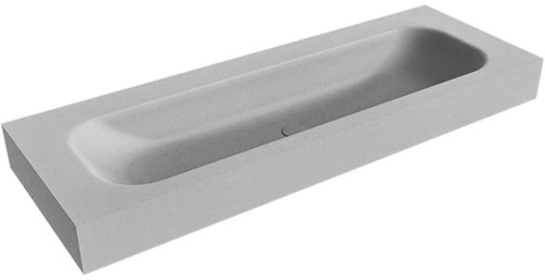 BIG LARGE Plata Lavabo suspendido de solid surface 130cm. Posición del fregadero Centro borde de 12cm de alto.