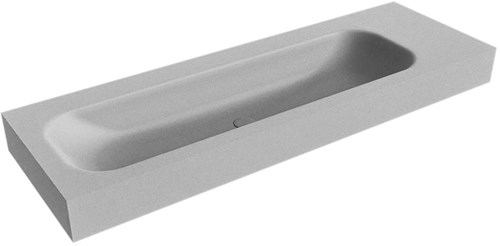 BIG LARGE Plata Lavabo suspendido de solid surface 141cm. Posición del fregadero Izquierda borde de 12cm de alto.