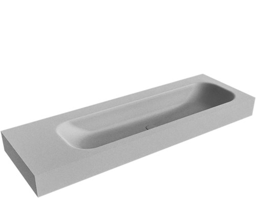 BIG LARGE Plata Lavabo suspendido de solid surface 140cm. Posición del fregadero Derecho borde de 12cm de alto.