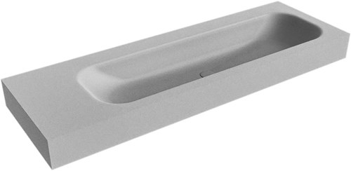 BIG LARGE Plata Lavabo suspendido de solid surface 141cm. Posición del fregadero Derecho borde de 12cm de alto.