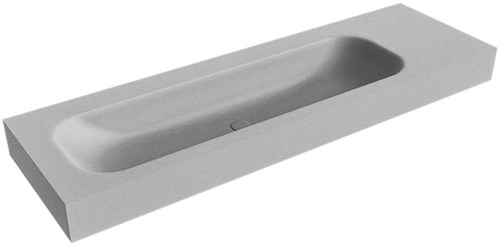 BIG LARGE Plata Lavabo suspendido de solid surface 150cm. Posición del fregadero Izquierda borde de 12cm de alto.
