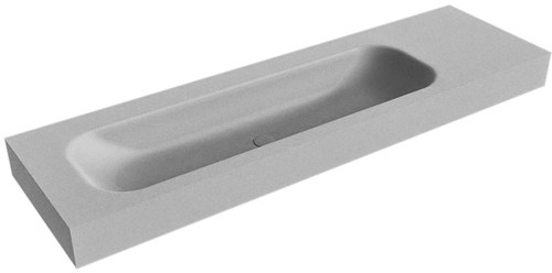 BIG LARGE Plata Lavabo suspendido de solid surface 161cm. Posición del fregadero Izquierda borde de 12cm de alto.