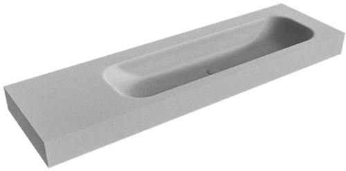 BIG LARGE Plata Lavabo suspendido de solid surface 160cm. Posición del fregadero Derecho borde de 12cm de alto.